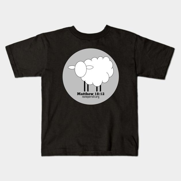 None Perish Lamb Logo T-Shirt Grey Circle Kids T-Shirt by None Perish Evangelistic Ministries